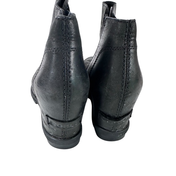 Sorel Joan of Arctic Wedge II Black Leather Zip Booties Women 6 - Picture 8 of 11